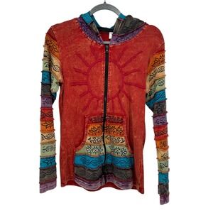 Greater Good Network Boho Sun Hoodie Jacket‎ Women's S Hippie Festival Y2K
